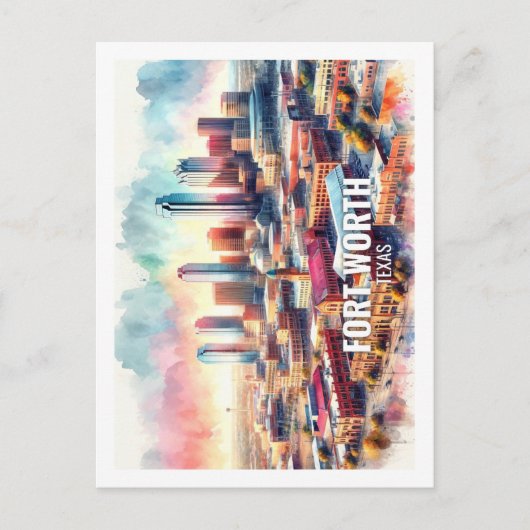 フォートワーステキサス州有名な旅行の場所の水色 ポストカード (正面)