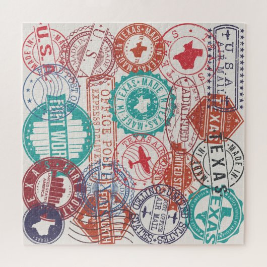 フォートワーステキサス州:旅行切手。 ジグソーパズル (横)