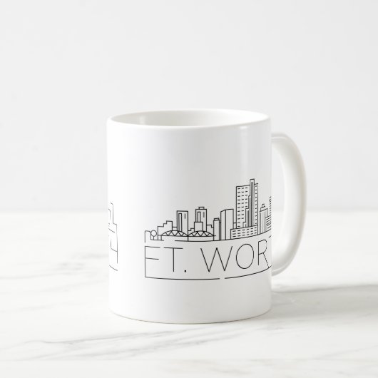 フォートワーステキサス州 |都市型スカイライン コーヒーマグカップ (正面右)