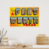 フォートワーステキサス州TXヴィンテージラージレター ポスター (キッチン)