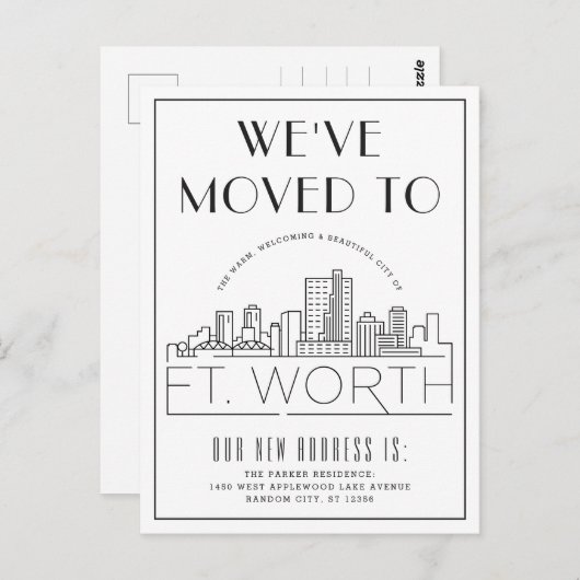 フォートワースデモダンコスカイライン |住所の変更 ポストカード (正面/裏面)