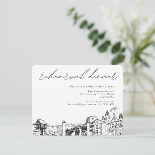 フォートワースリハーサルディナー招待状エンクロージャカード エンクロージャーカード (スタンド正面)