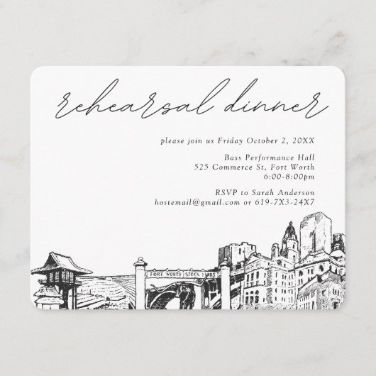 フォートワースリハーサルディナー招待状エンクロージャカード エンクロージャーカード (正面)