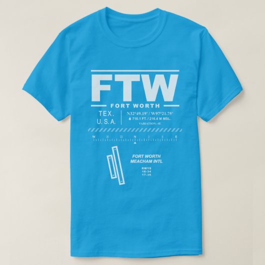 フォートワース国際的メアカムエアポートFTW Tシャツ (デザイン正面)