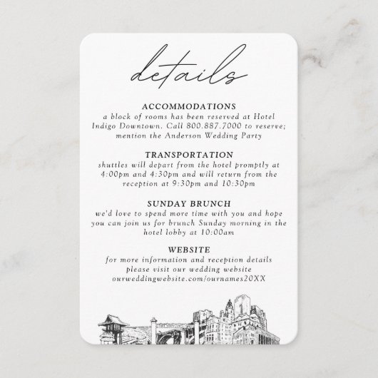 フォートワース結婚の小さな垂直詳細 エンクロージャーカード (正面)