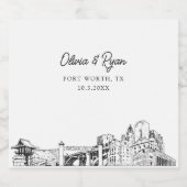 フォートワース結婚シャンパパーソナライズされたンラベル スパークリングワインラベル (シングルラベル)