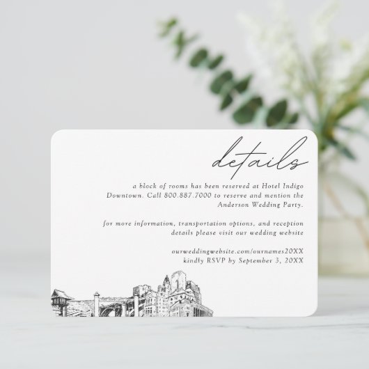 フォートワース結婚ズホテルルームブロック詳細スモール エンクロージャーカード (スタンド正面)