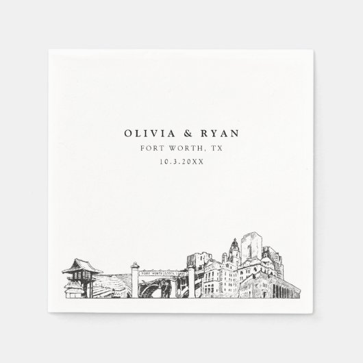 フォートワース結婚ズ紙カクテルナプキン スタンダードカクテルナプキン (正面)