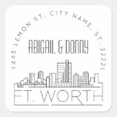 フォートワース結婚ズ |事前にアドレス指定された封筒用シール スクエアシール (正面)