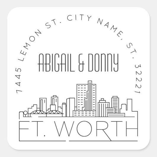 フォートワース結婚ズ |事前にアドレス指定された封筒用シール スクエアシール (正面)