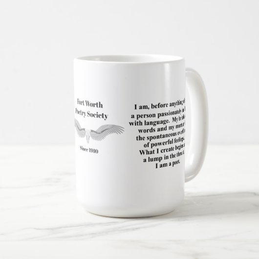 フォートワース詩ソサエティーコーヒーマグ コーヒーマグカップ (正面右)