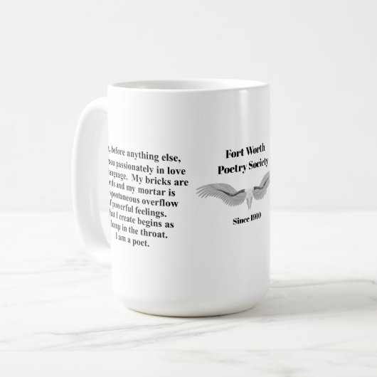 フォートワース詩ソサエティーコーヒーマグ コーヒーマグカップ (正面左)