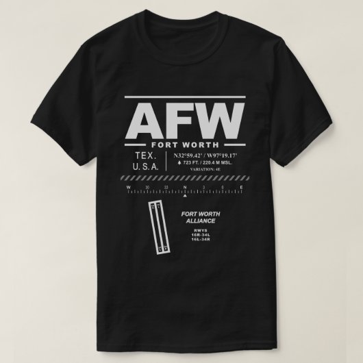 フォートワース・アライアンス空港 AFW USAA Tシャツ (デザイン正面)