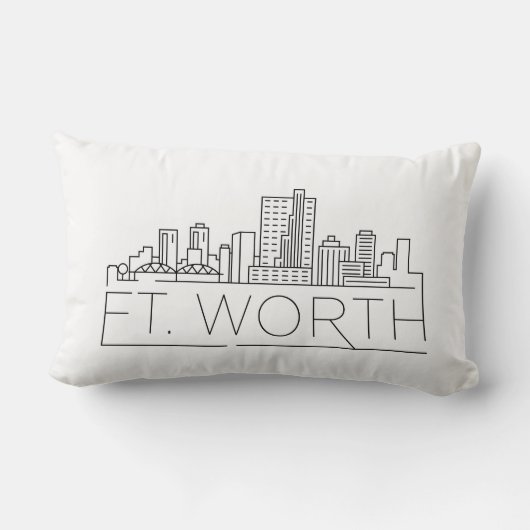 フォートワース、テキサス州スカイライン腰枕 ランバークッション (裏面)