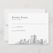 フォートワース、テキサス州結婚ズ |スタイル化されたスカイラインRSVP 出欠カード (正面)