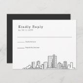 フォートワース、テキサス州結婚ズ |スタイル化されたスカイラインRSVP 出欠カード (正面/裏面)