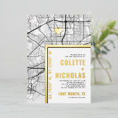 フォートワース・ラブロケーター |シティテーマ結婚の 箔招待状 (立ち正面)