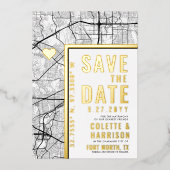 フォートワース・ラブロケーター |結婚式の日付の保存 箔招待状 (正面)