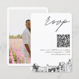 フォートワース 結婚式 RSVP QR コード 小 エンクロージャーカード
