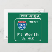 フォートワースTXロードサイン ポストカード (正面/裏面)