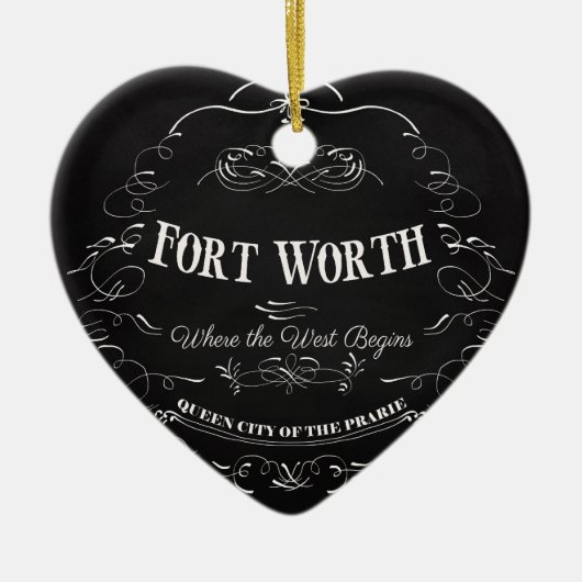フォート・ワース、テキサス州-草原の女王都市 セラミックオーナメント (正面)