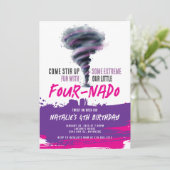 フォーナドツイスタートルナドピンクパープル誕生日 招待状 (スタンド正面)