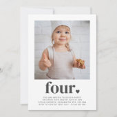 フォーハート – スクウェア写真誕生日招待状 招待状 (正面)