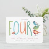 フォーバーディー4歳の誕生日パーティーの招待状 招待状 (スタンド正面)