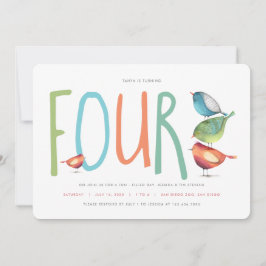 フォーバーディー4歳の誕生日パーティーの招待状 招待状