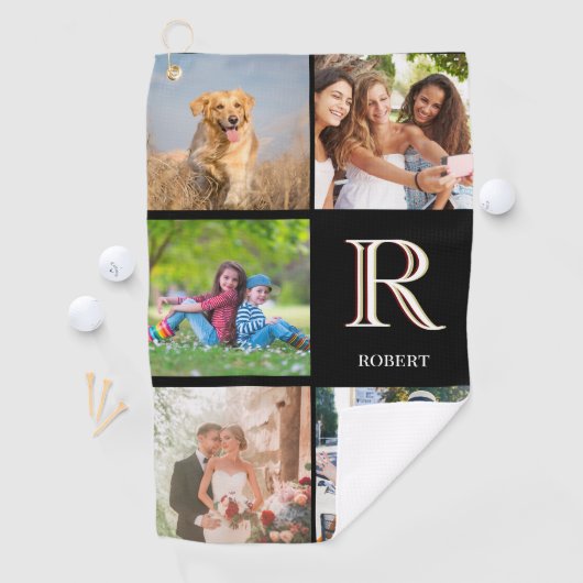 フォーパパフォトコラージュカスタムモノグラム名 ゴルフタオル (インサイチュ)