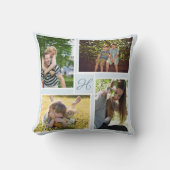 フォーパーソナライズされたフォトコラージモノグラムイニシャル クッション (正面)