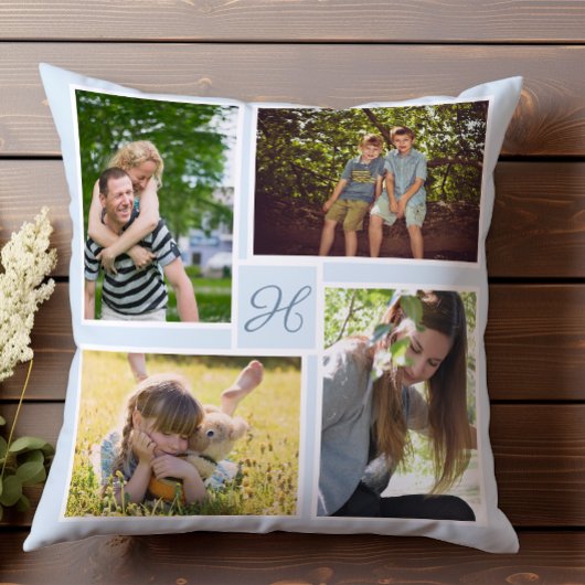フォーパーソナライズされたフォトコラージモノグラムイニシャル クッション