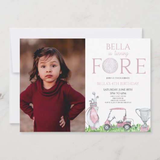 フォーピンクゴルフ写真第4回バースデーパーティー 招待状 (正面)