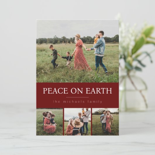 フォーフォトコラージホリデーカード – 赤 シーズンカード (スタンド正面)