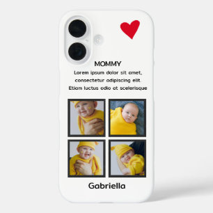 フォーフォトコラージュパーソナライズされたハートカスタム文字 iPhone 16ケース