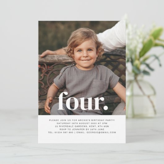 フォーフォトファースト誕生日招待状 招待状 (スタンド正面)