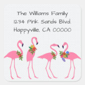 フォーフラミンゴスホリデイ差出人住所 スクエアシール (正面)