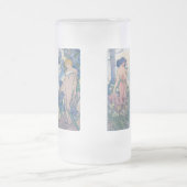 フォーフラワーアルフォンスミュシャ フロストグラスビールジョッキ (中央)