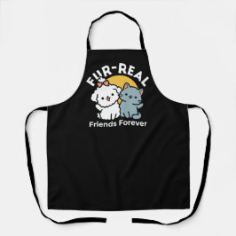 フォーフリ実在ー・フレンズ | かわいい猫とドッグデュオ エプロン