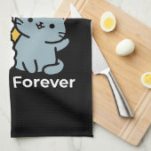 フォーフリ実在ー・フレンズ | かわいい猫とドッグデュオ キッチンタオル (四つ折り)