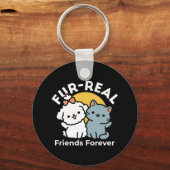 フォーフリ実在ー・フレンズ | かわいい猫とドッグデュオ キーホルダー (裏面)