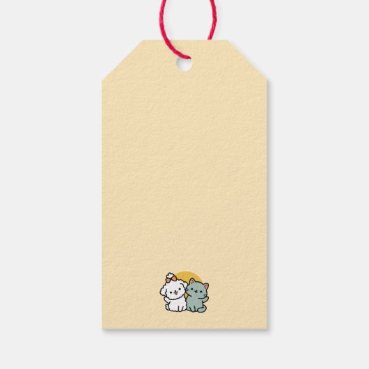 フォーフリ実在ー・フレンズ | かわいい猫とドッグデュオ ギフトタグ (裏面)
