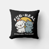 フォーフリ実在ー・フレンズ | かわいい猫とドッグデュオ クッション (正面)