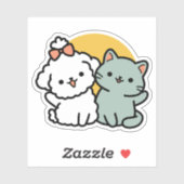 フォーフリ実在ー・フレンズ | かわいい猫とドッグデュオ シール (シート)