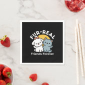 フォーフリ実在ー・フレンズ | かわいい猫とドッグデュオ スタンダードカクテルナプキン (インサイチュ)
