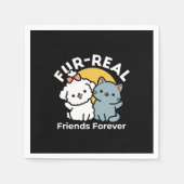 フォーフリ実在ー・フレンズ | かわいい猫とドッグデュオ スタンダードカクテルナプキン (正面)
