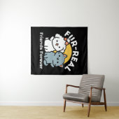 フォーフリ実在ー・フレンズ | かわいい猫とドッグデュオ タペストリー (インサイチュ(横))