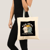 フォーフリ実在ー・フレンズ | かわいい猫とドッグデュオ トートバッグ (正面(商品))