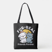 フォーフリ実在ー・フレンズ | かわいい猫とドッグデュオ トートバッグ (裏面)