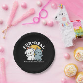 フォーフリ実在ー・フレンズ | かわいい猫とドッグデュオ ペーパープレート (パーティー)